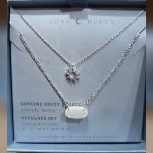 Luna Norte Silver Druzy Quartz Necklace Set